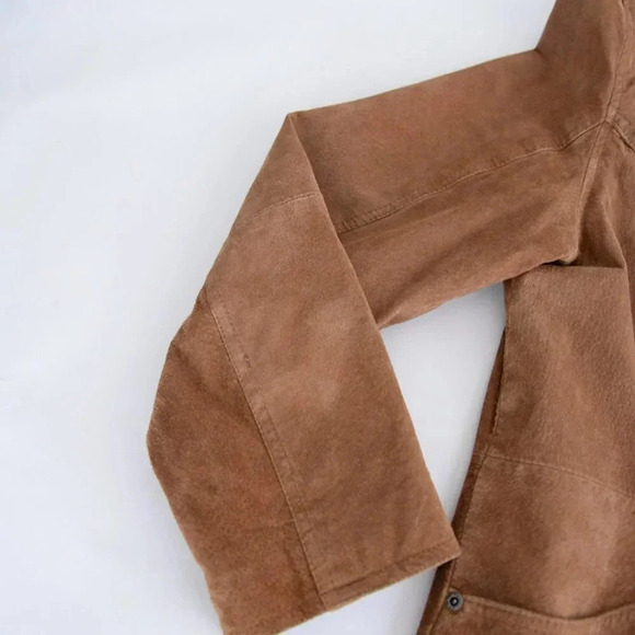 Vintage BUM Equipment Tan Suede Leather Button Up Jacket Size XL - Picture 9 of 13